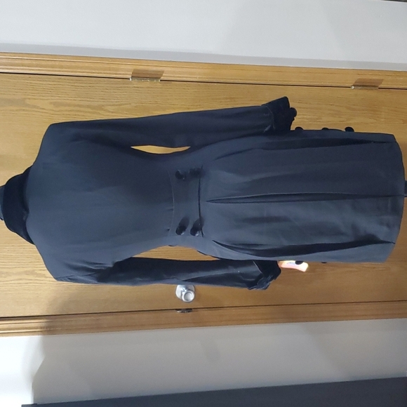 2OH Threads black velvet trimmed NWT long line blazer steampunk style ready - Picture 6 of 10